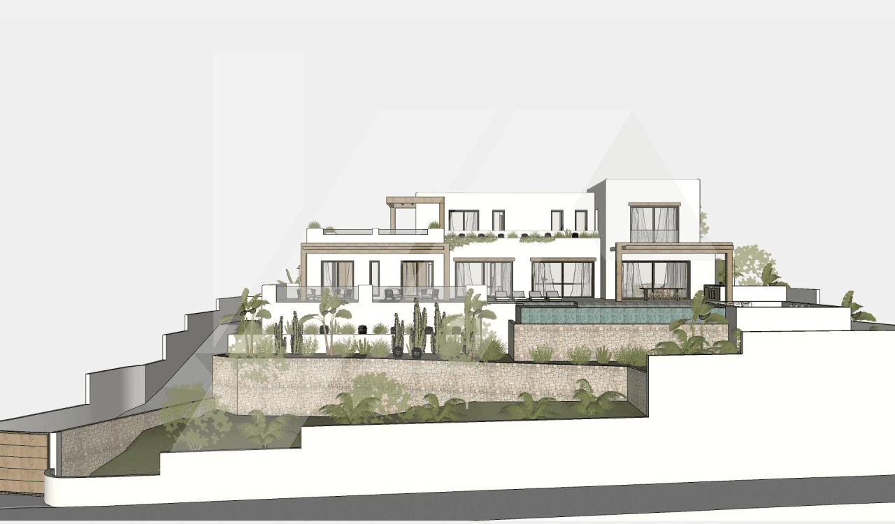 Villa estilo Ibiza con vistas al mar en venta en Benissa, Costa Blanca.