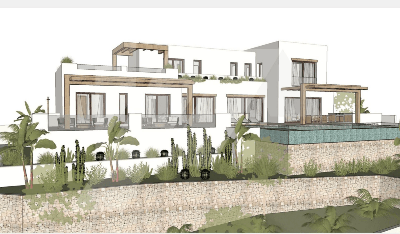 Villa estilo Ibiza con vistas al mar en venta en Benissa, Costa Blanca.